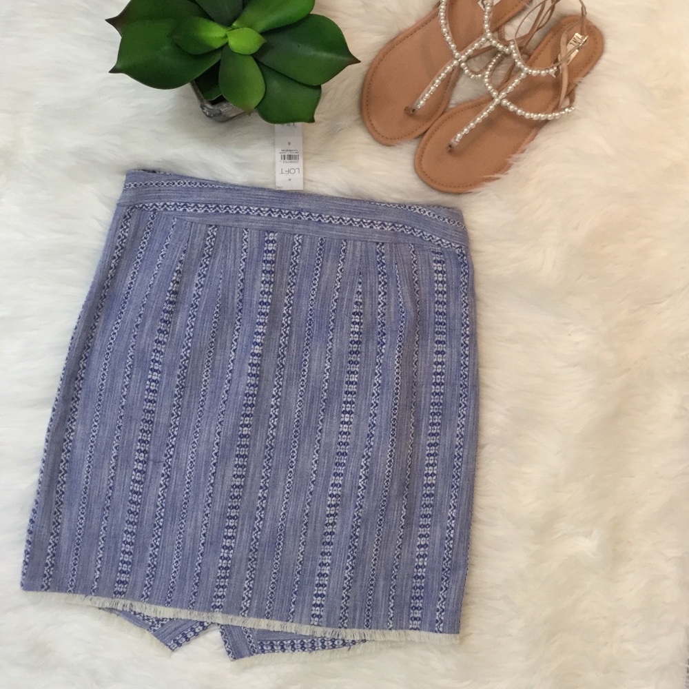 Ann Taylor Loft Denim Frayed Skirt NWT